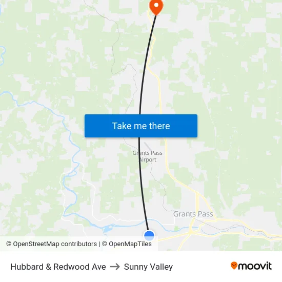 Hubbard & Redwood Ave to Sunny Valley map