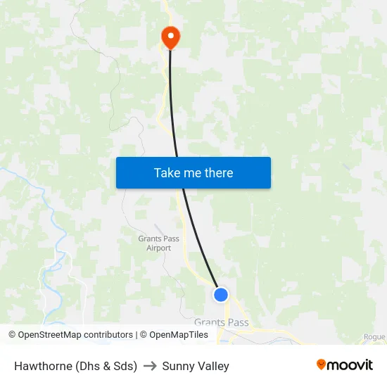 Hawthorne (Dhs & Sds) to Sunny Valley map