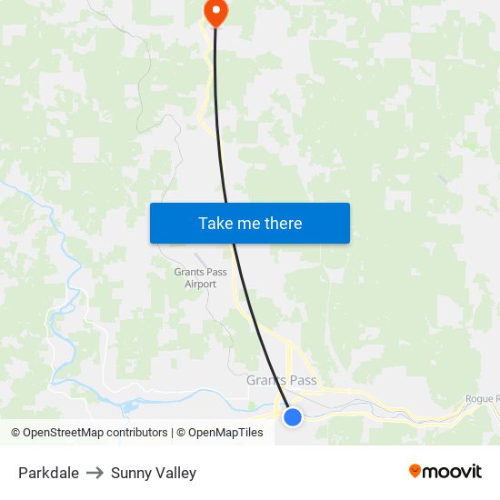 Parkdale to Sunny Valley map