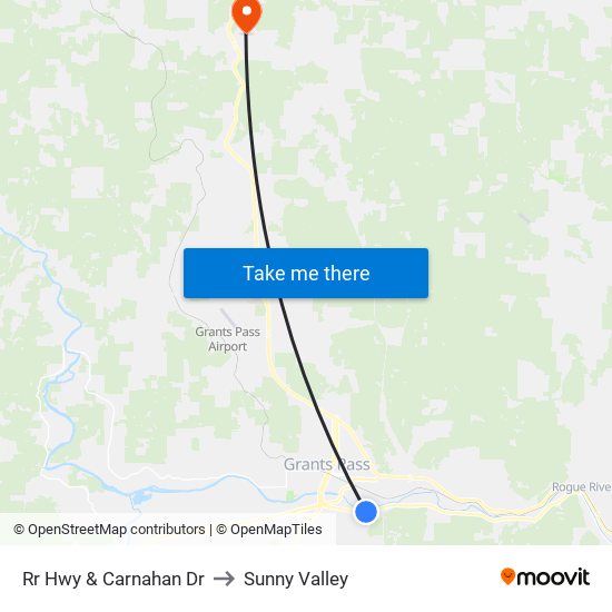 Rr Hwy & Carnahan Dr to Sunny Valley map