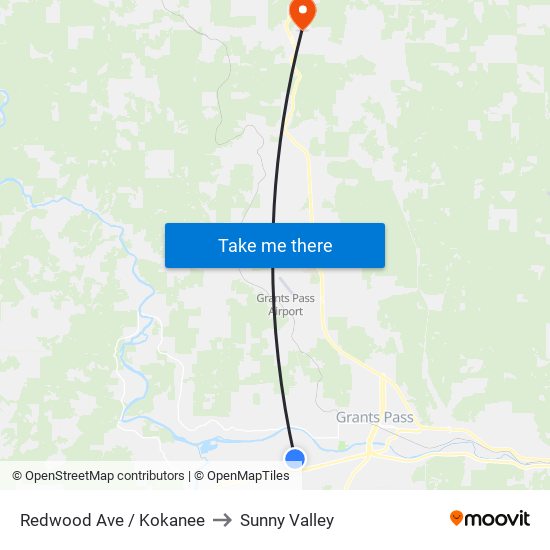 Redwood Ave & Kokanee Ln to Sunny Valley map