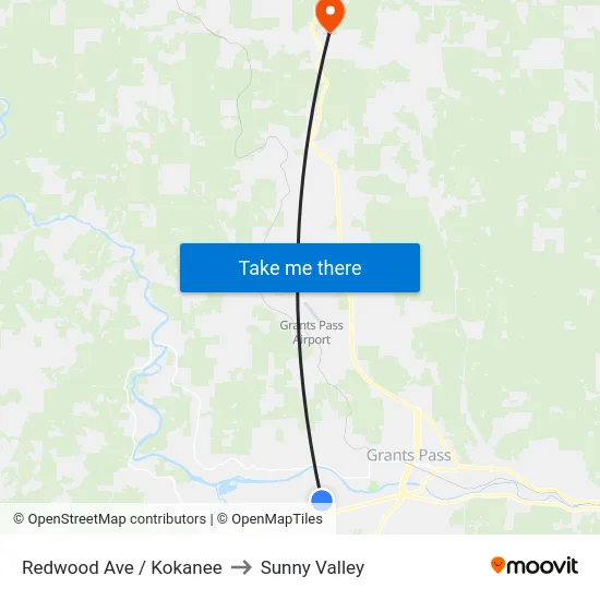 Redwood Ave / Kokanee to Sunny Valley map
