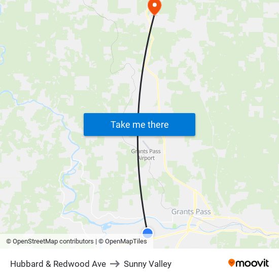 Hubbard & Redwood Ave to Sunny Valley map