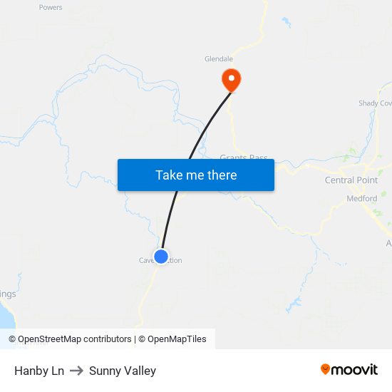 Hanby Ln to Sunny Valley map