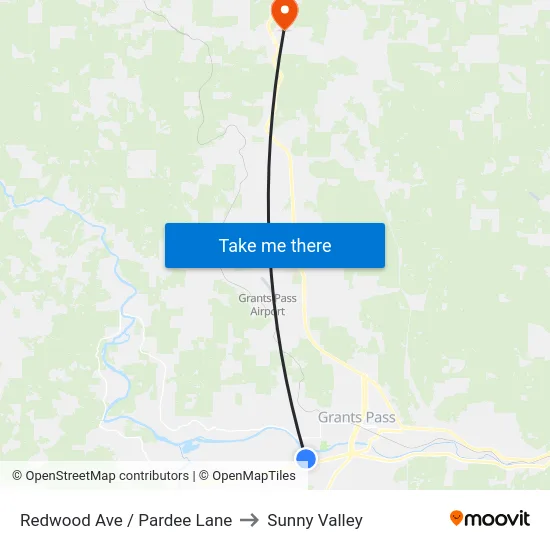 Redwood Ave / Pardee Lane to Sunny Valley map