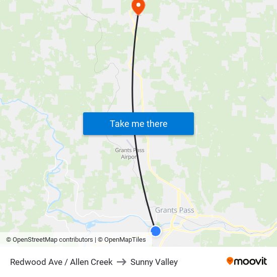 Redwood Ave / Allen Creek to Sunny Valley map