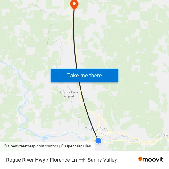 Rogue River Hwy / Florence Ln to Sunny Valley map