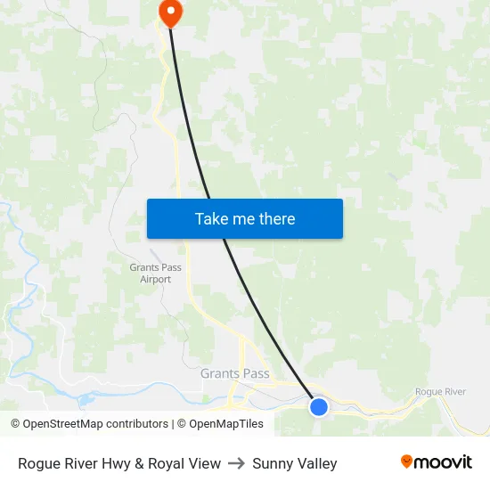 Rogue River Hwy & Royal View to Sunny Valley map