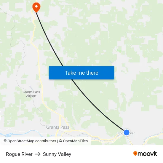 Rogue River to Sunny Valley map