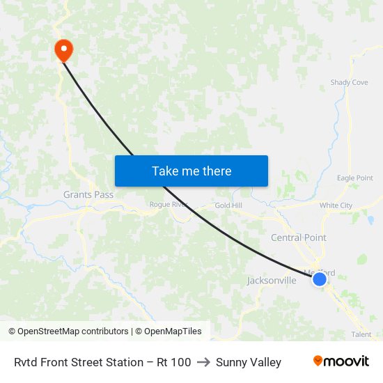 Rogue Valley Commute Line to Sunny Valley map