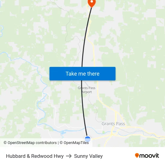 Hubbard & Redwood Hwy to Sunny Valley map