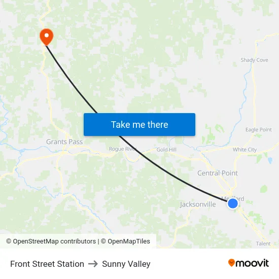 Front Street Station to Sunny Valley map