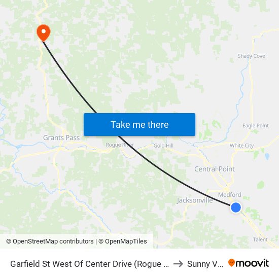 Garfield St West Of Center Drive (Rogue Credit Union) to Sunny Valley map