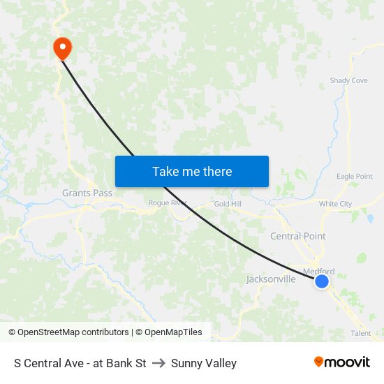 S Central Ave - at Bank St to Sunny Valley map