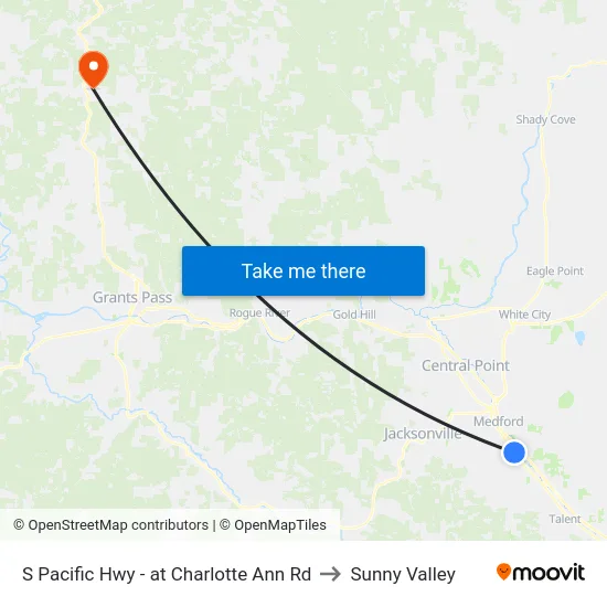 S Pacific Hwy - at Charlotte Ann Rd to Sunny Valley map