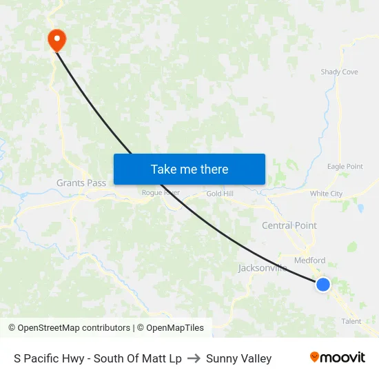 S Pacific Hwy - South Of Matt Lp to Sunny Valley map