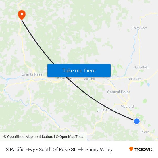 S Pacific Hwy - South Of Rose St to Sunny Valley map
