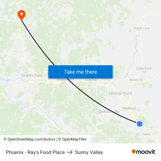 Phoenix - Ray's Food Place to Sunny Valley map