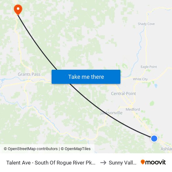 Talent Ave - South Of Rogue River Pkwy to Sunny Valley map