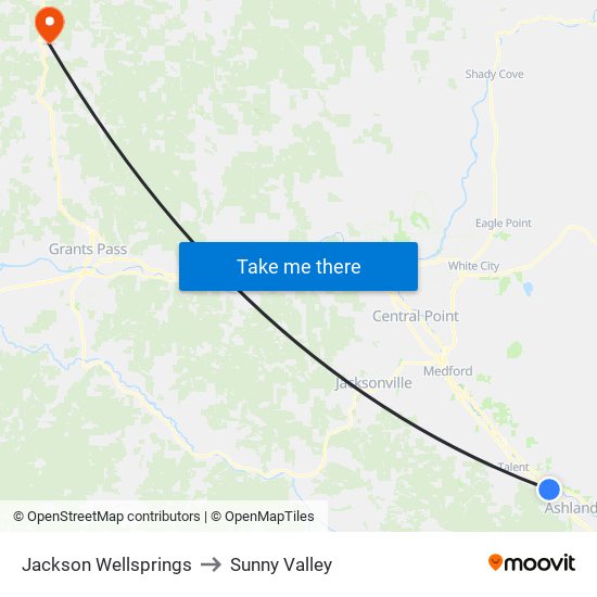 Jackson Wellsprings to Sunny Valley map