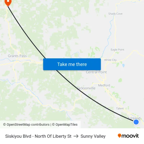Siskiyou Blvd - North Of Liberty St to Sunny Valley map