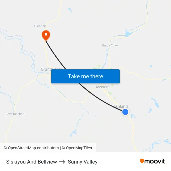 Siskiyou And Bellview to Sunny Valley map