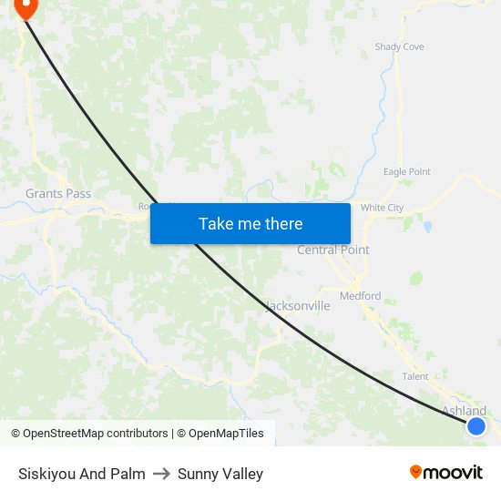 Siskiyou And Palm to Sunny Valley map