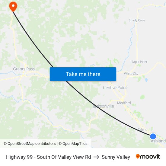 Highway 99 - South Of Valley View Rd to Sunny Valley map