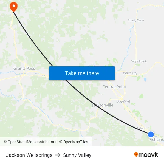 Jackson Wellsprings to Sunny Valley map
