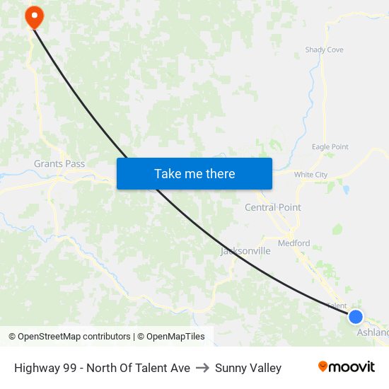 Highway 99 - North Of Talent Ave to Sunny Valley map