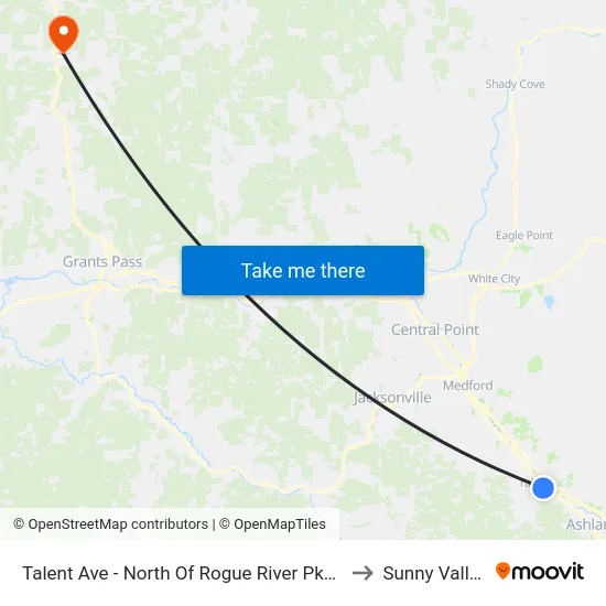 Talent Ave - North Of Rogue River Pkwy to Sunny Valley map