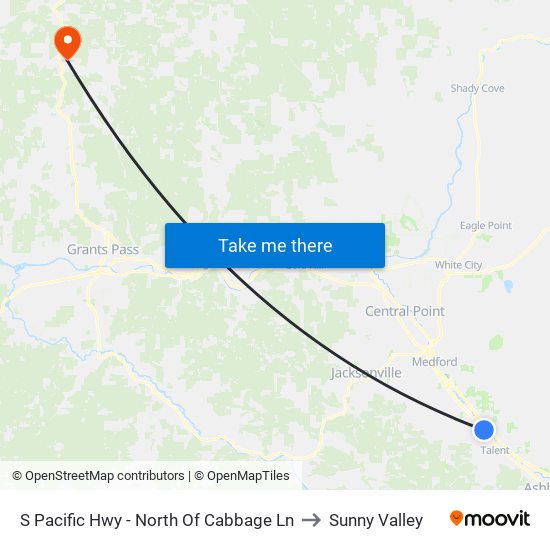 S Pacific Hwy - North Of Cabbage Ln to Sunny Valley map