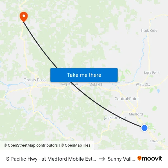 S Pacific Hwy - at Medford Mobile Estates to Sunny Valley map