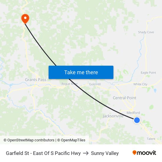 Garfield St - East Of S Pacific Hwy to Sunny Valley map