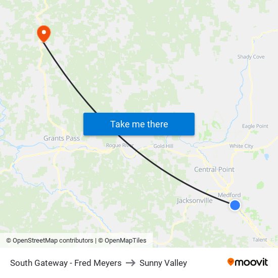 South Gateway - Fred Meyers to Sunny Valley map