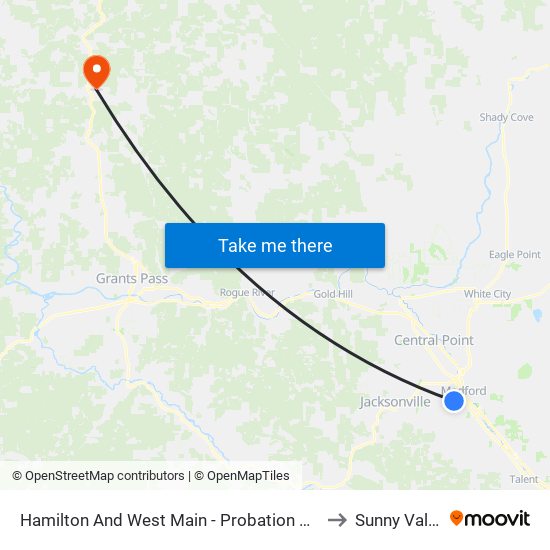 Hamilton And West Main - Probation Office to Sunny Valley map