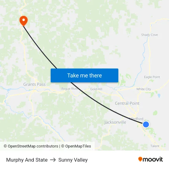 Murphy And State to Sunny Valley map