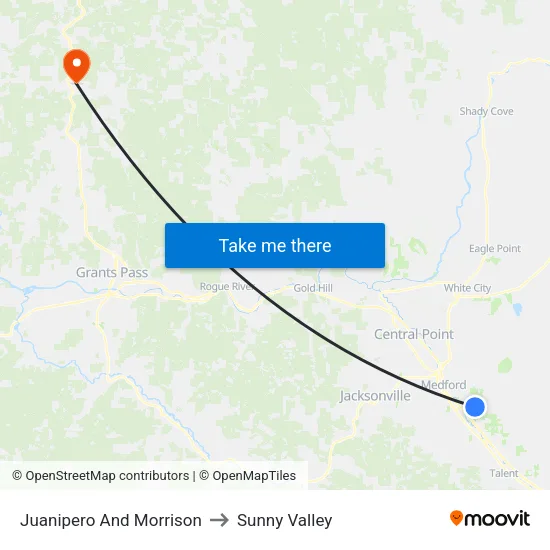 Juanipero And Morrison to Sunny Valley map