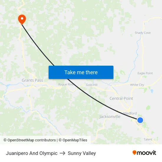 Juanipero And Olympic to Sunny Valley map