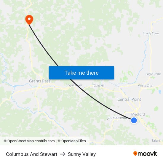 Columbus And Stewart to Sunny Valley map