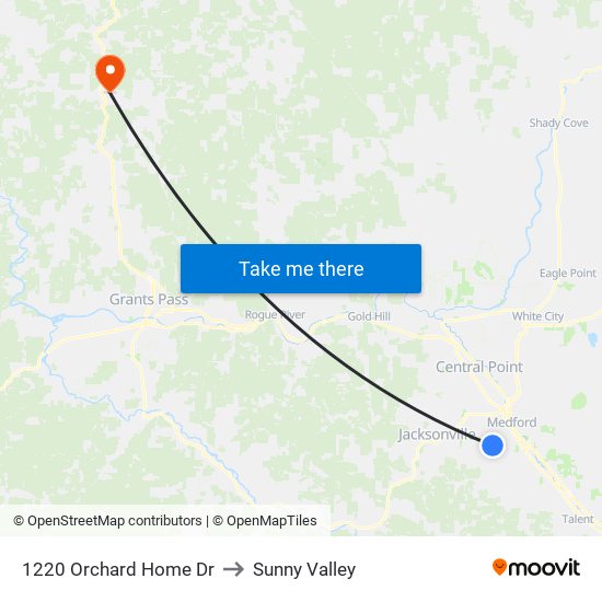 1220 Orchard Home Dr to Sunny Valley map