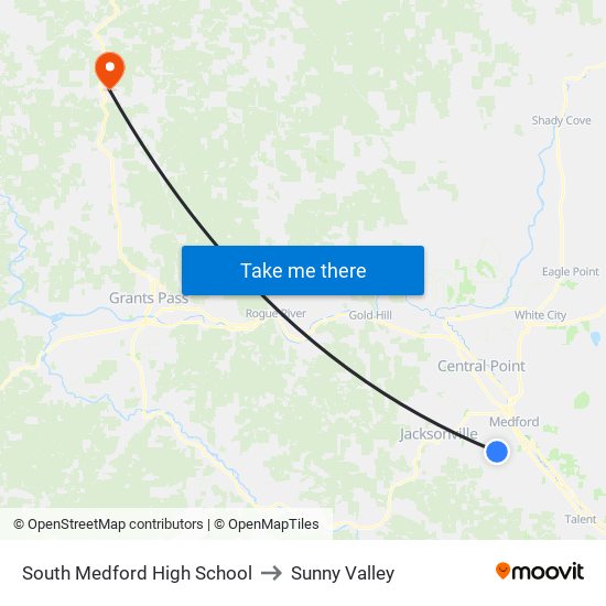 South Medford High School to Sunny Valley map