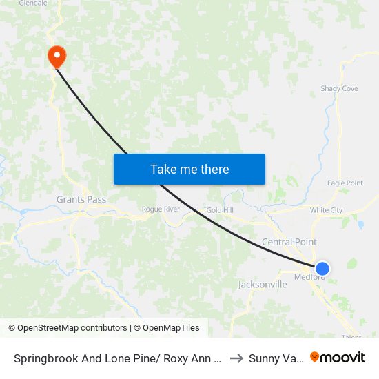 Springbrook And Lone Pine/ Roxy Ann Memory to Sunny Valley map