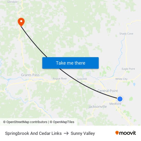 Springbrook And Cedar Links to Sunny Valley map