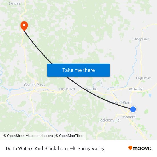 Delta Waters And Blackthorn to Sunny Valley map