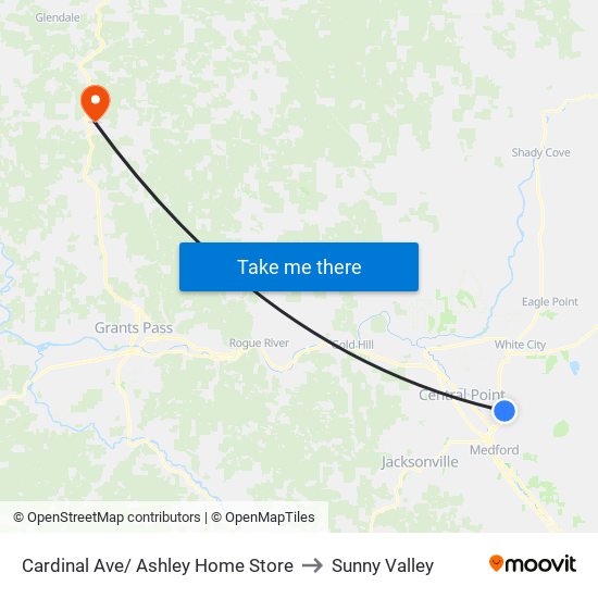 Cardinal Ave/ Ashley Home Store to Sunny Valley map