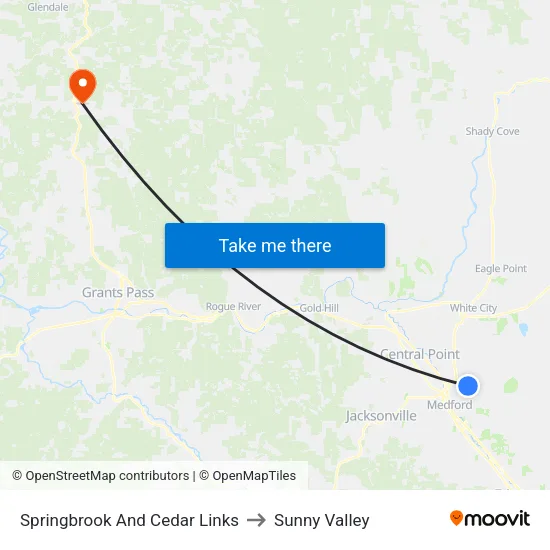 Springbrook And Cedar Links to Sunny Valley map