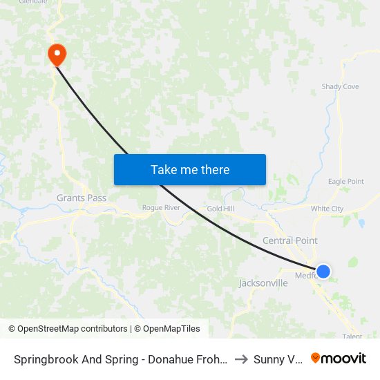 Springbrook And Spring - Donahue Frohnmayer Park to Sunny Valley map