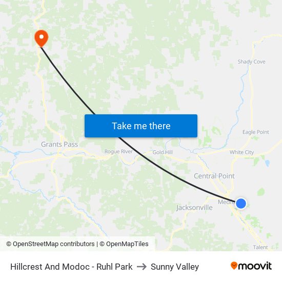 Hillcrest And Modoc - Ruhl Park to Sunny Valley map