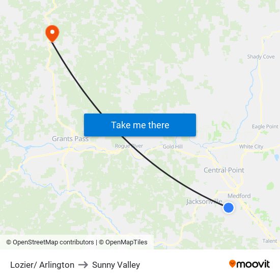 Lozier/ Arlington to Sunny Valley map